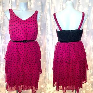 TORRID ⭐️ Polka Dot Tiered Chiffon Belted Dress